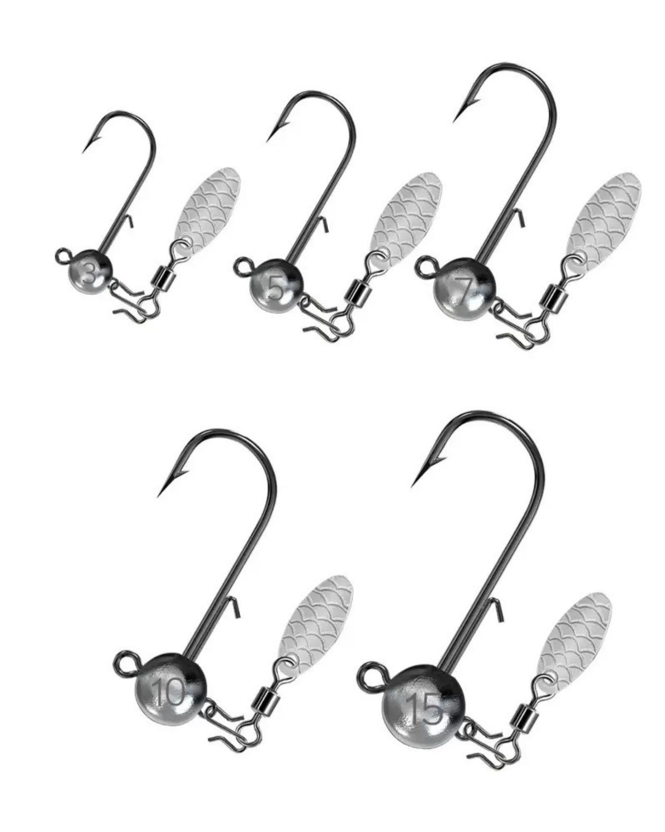 Blade Jig Head Hook Assortment Kit – 11pcs Spinner Jig Head Set (3g–15g) with Storage Box for Saltwater & Freshwater