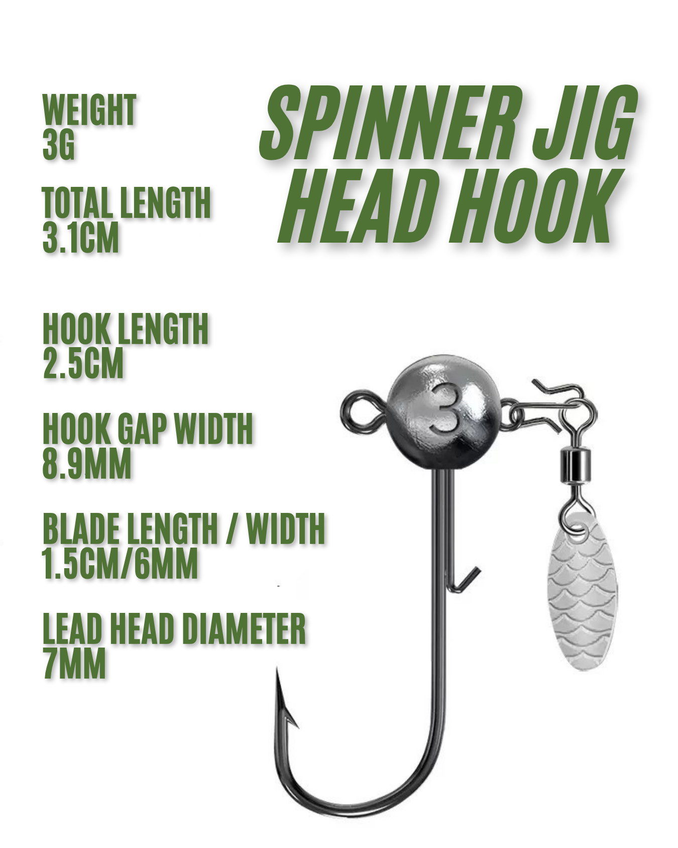 Blade Jig Head Hook Assortment Kit – 11pcs Spinner Jig Head Set (3g–15g) with Storage Box for Saltwater & Freshwater
