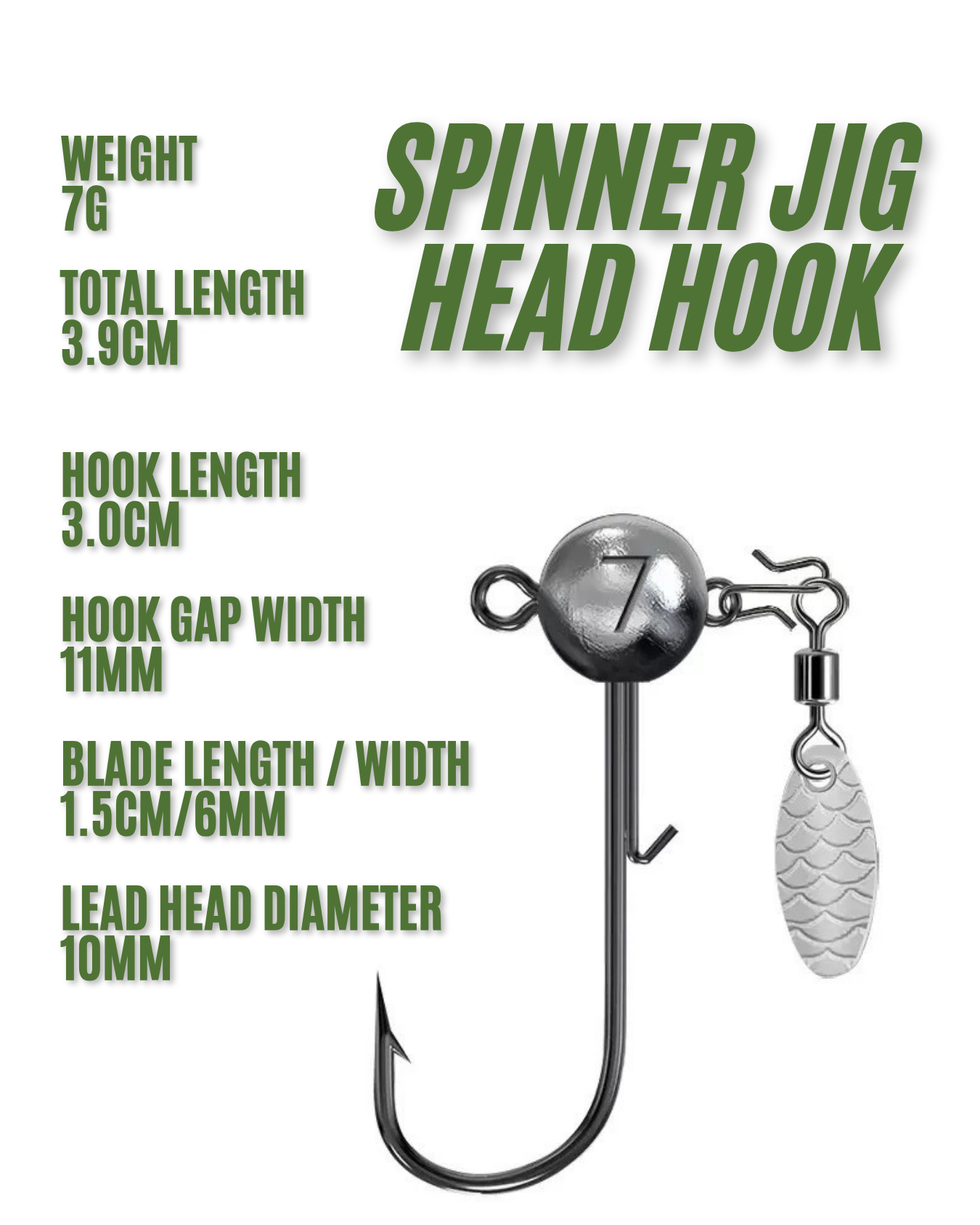 Blade Jig Head Hook Assortment Kit – 11pcs Spinner Jig Head Set (3g–15g) with Storage Box for Saltwater & Freshwater