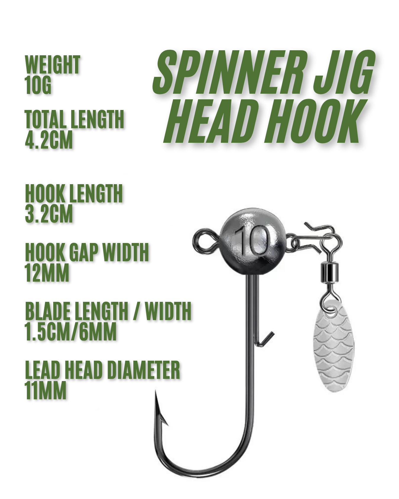 Blade Jig Head Hook Assortment Kit – 11pcs Spinner Jig Head Set (3g–15g) with Storage Box for Saltwater & Freshwater