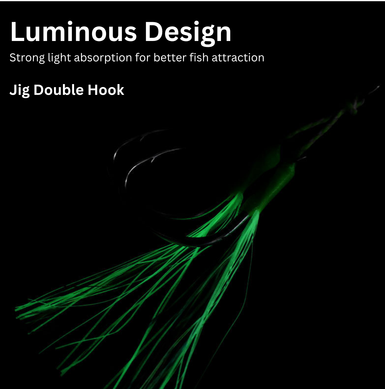 UV Luminous Jig Assist Hooks for Saltwater and Freshwater – Hand-Tied Double Hooks with PE Coated Steel Line & Reflective Fibers -  Double UltraNor Hooks - 2 Pack - 3 Size